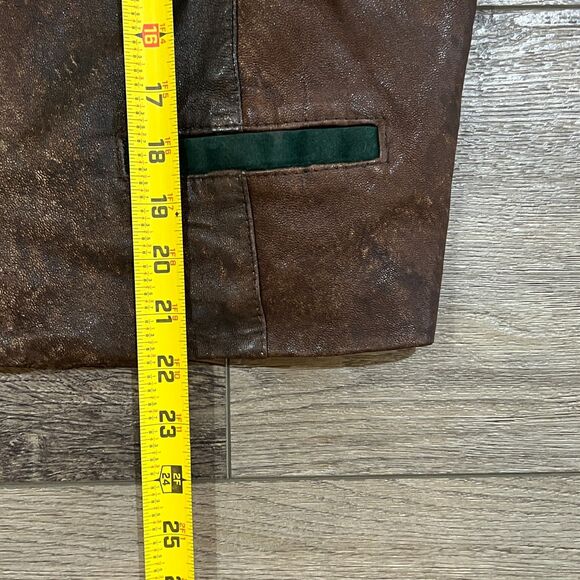 Vintage 70s German Trachten Embroidered Leather Jacket Size 46 Echts Leder Brown - Picture 13 of 13